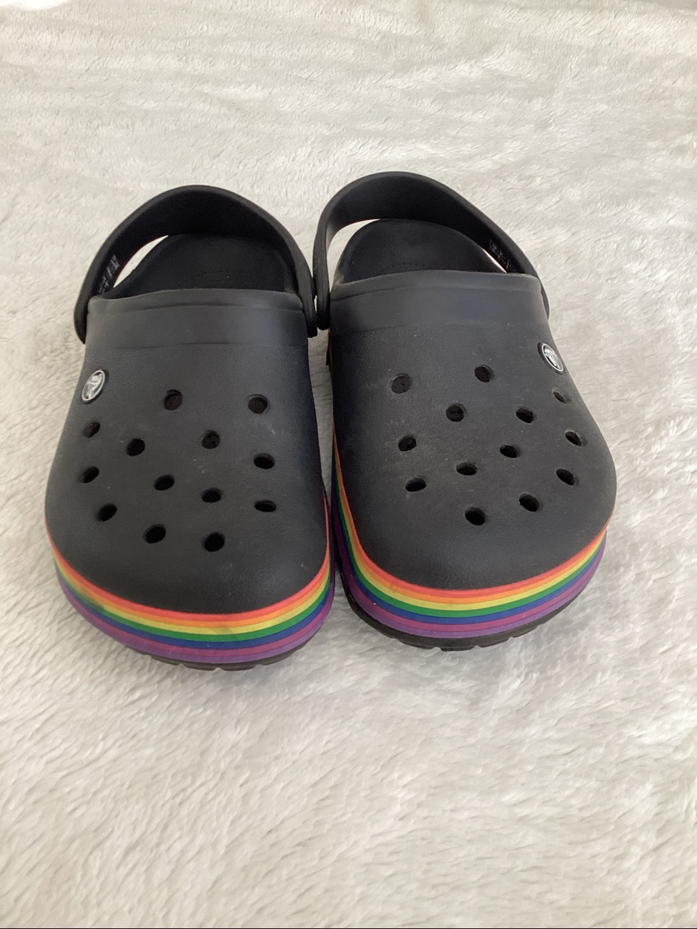 Black Crocs Crocband Rainbow 🌈 Band Clogs M6 W8